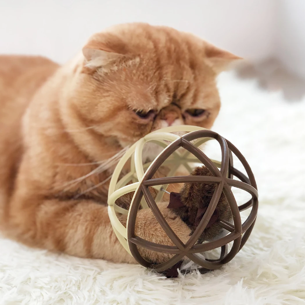 Новая игрушка для кошек, игрушечная кошка, мяч для кошек, креативная игрушечная мышь в клетке, забавная интерактивная игрушка, игрушки для кошек, скрипучие игрушки для кошек
