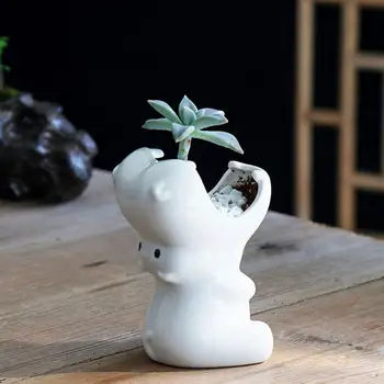 

1 Pc Ceramic Flowerpot Hippopotamus Shape Creative Succulent Plant Potted Flowerpot Decors for Balcony Desktop Office