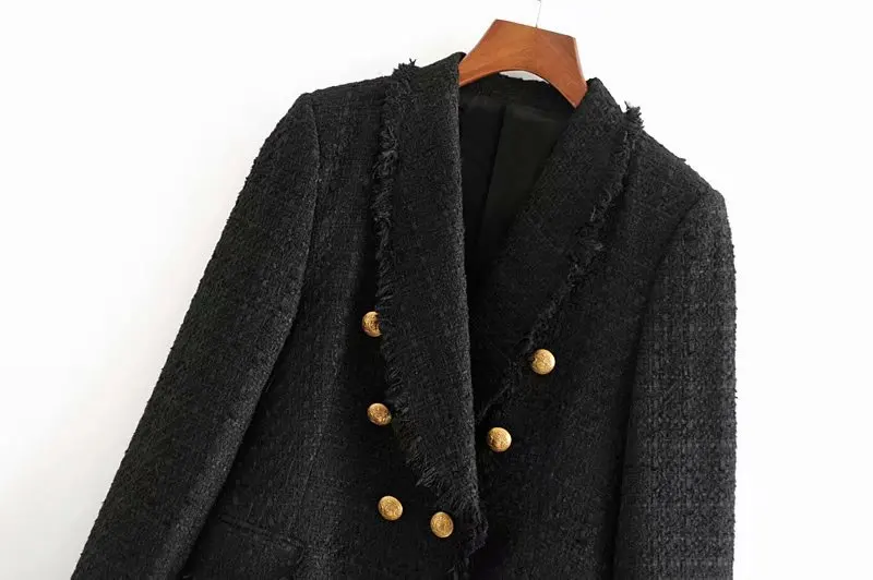 

2019 Autumn New Style Western Style Buckle Tweed Casual Suit Jacket 07700679800