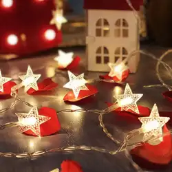 Светодиодный звезды декоративные гирлянды Батарея работает строки Рождественская гирлянда для внутреннего и наружного спорта Свадебная