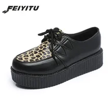 FeiYiTu Демисезонный криперы, женская обувь на плоской подошве и на шнурках кроссовки из плотной ткани на платформе разноцветные размер 35-39