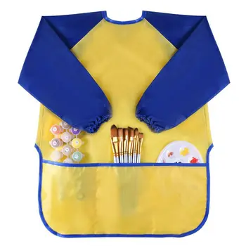 

Childrens Kids Toddler Waterproof Play Apron Art Smock with 3 Roomy Pockets - Painting, Baking, Feeding Smock - Age 3-8 years (P