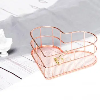 

Iron Material Heart Shape Pens Clips Stationery Storage Basket Container Sundries Organizer Sturdy Build For Home School Office