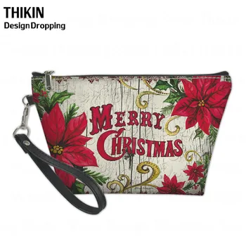 

THIKIN Merry Christmas Women's Travel Portable Large Necessary Make Up Cosmetic Bag Hanging Toiletry Wash Organizer Toilet Bag