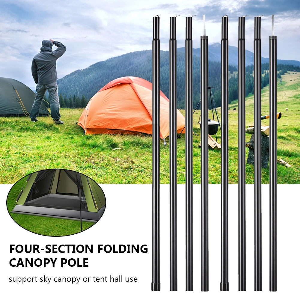 2m/6.6ft Tent Awning Pole Folding Zinc Plated Iron Tube Canopy Rod 