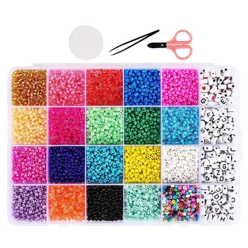 

Beads Jewelry Making Kit - Craft and Art Glass Pony Seed Bead for Bracelet and Alphabet Letter Beads for DIY Arts and Crafts Gif