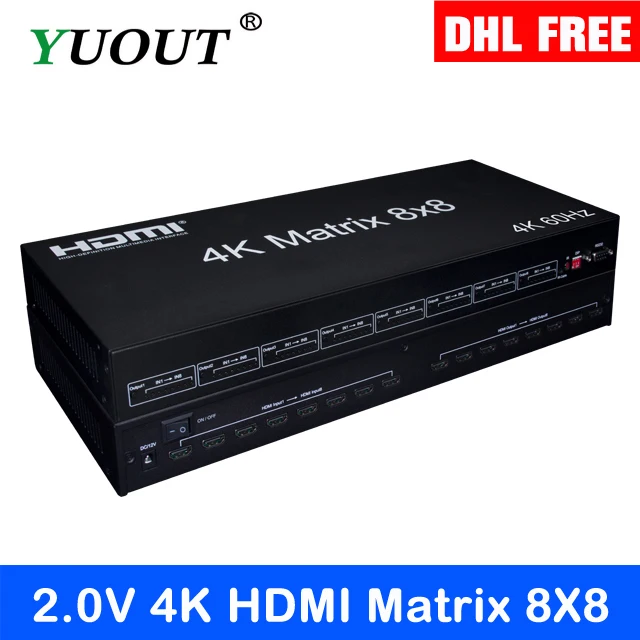 2.0V 4K HDMI Matrix 8X8 8 In Out supported 3D 8x8 switch Support panel buttons | Электроника