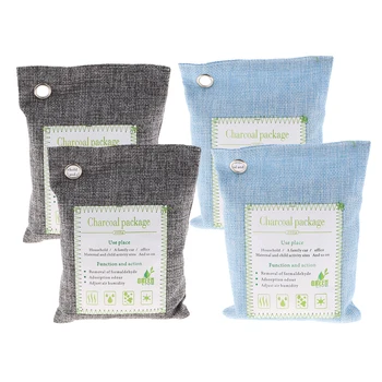 

4 Pack Air Purifying Bag，Home & Car Goods Naturally Activated Bamboo, 3x200g