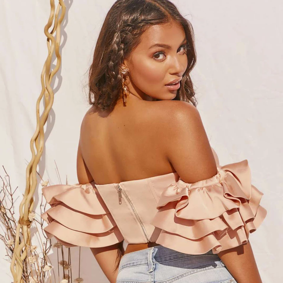 Adyce 2020 New Summer Fashion Apricot Off Shoulder