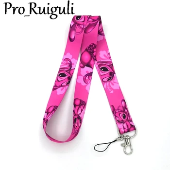 

30pcs Stitch cartoon anime Neck Strap Lanyard keychain Mobile Phone ID Badge Holder Rope Key Chain Keyrings cosplay Accessories