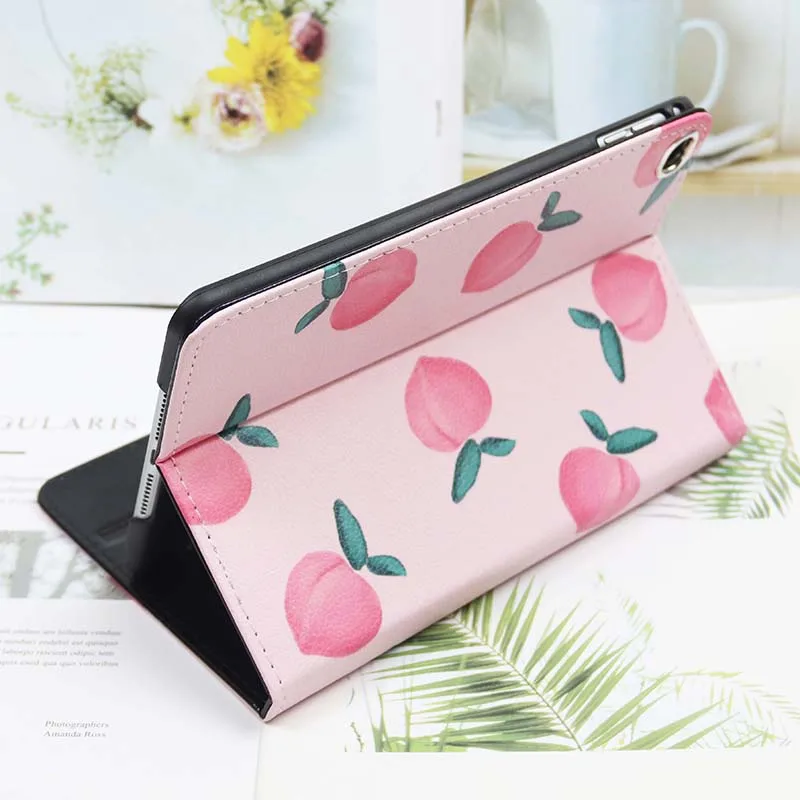 Для Ipad Ipad Air 1 2 Ipad Mini 1, 4, 5, Ipad 2 3 4 из искусственной кожи милый оранжевый медовый персик чехол с откидной крышкой для телефона с закаленное Стекло чехол
