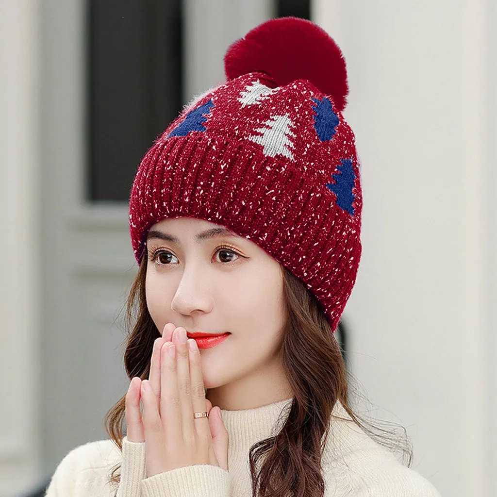 ACCGLORY вязаная шерстяная шапка с шариками Skullies Beanies, Повседневная Уличная уличная плотная теплая шапка, Женская Осенняя зимняя Милая Шапка-бини