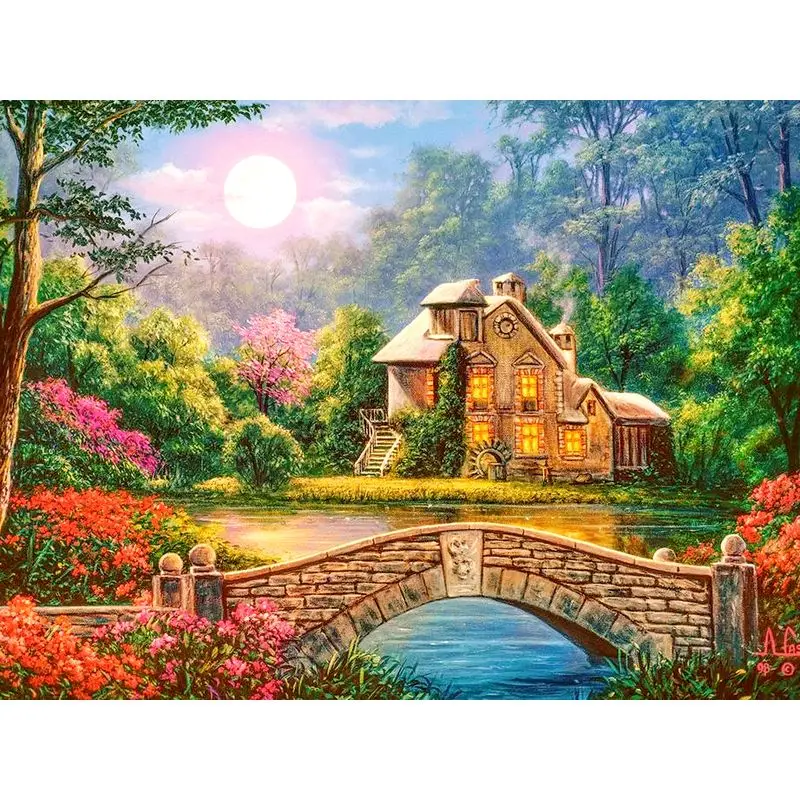 

Frame Diy Painting By Numbers Landscape Coloring By Numbers Moon bridge Handpainted Acrylic Canvas Paint Diy Arts