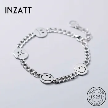 

INZATT Real 925 Sterling Silver Face Bracelet For Charm Women Party 925 Silver Fine Jewelry Hiphop Minimalist Accessories Gift