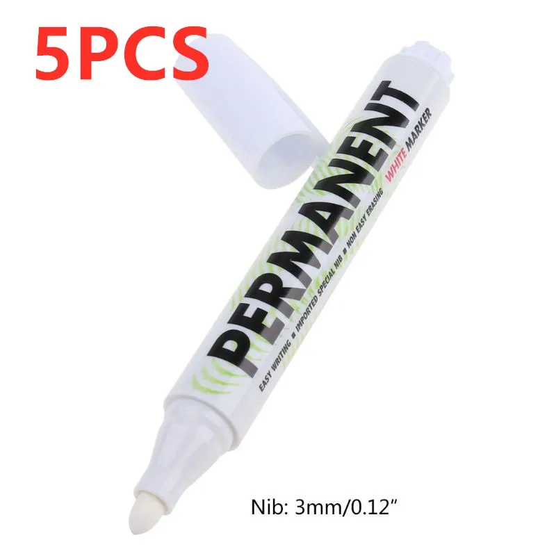 5pcs Letter Graphic White Marker Pen, Simple Waterproof Easy To