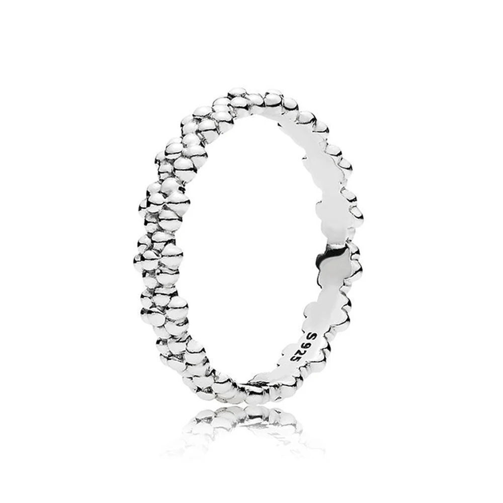 Подлинное 925 пробы Серебряное Оригинальное классическое цветочное кольцо Европы для женщин с бусинами, очаровательный подарок, ювелирные изделия DIY