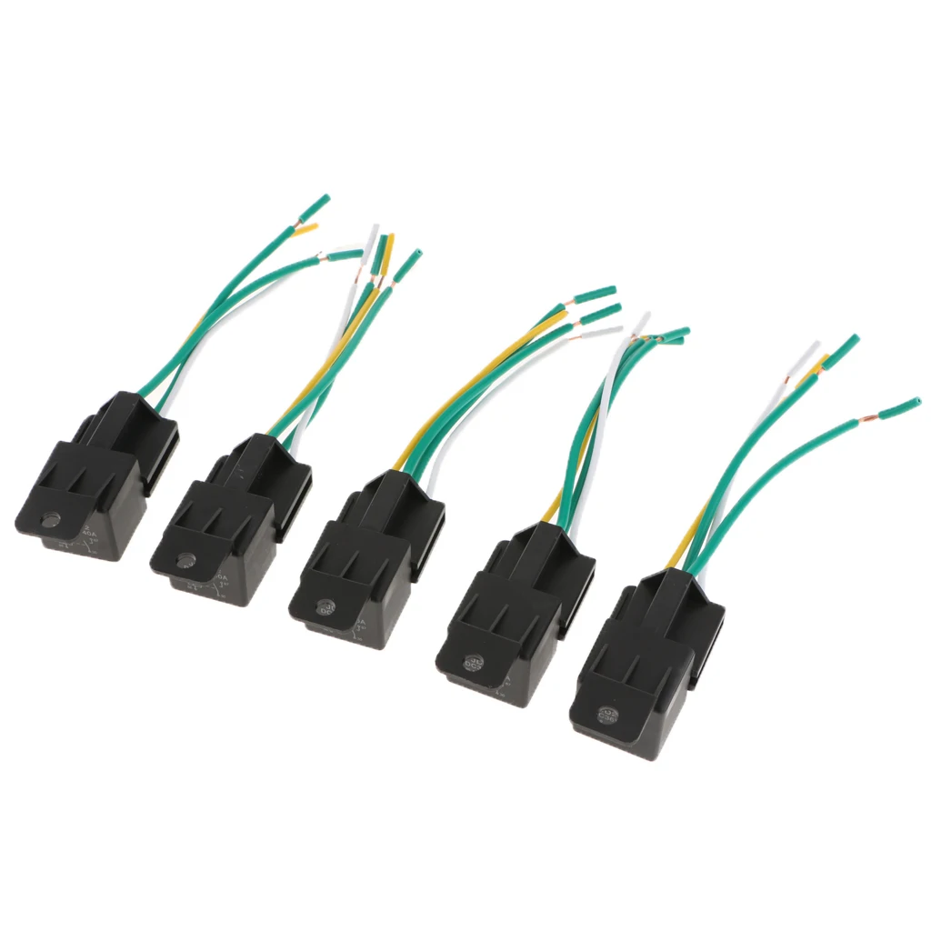 5 штук 36V 40Amp SPST 4 Pin автомобильное реле для лодки с 4 проводами ЖГУТ Розетки