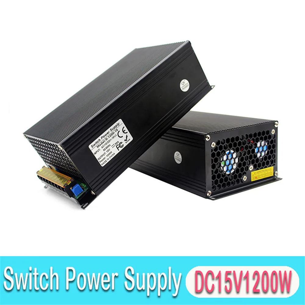 

15V 80A 1200W Switching Power Supply Unit 110v 220v AC-DC SMPS Driver for LED Lighting CNC Router CCTV Monitor Security