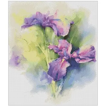 

Watercolor iris patterns Counted Cross Stitch 11CT 14CT 18CT DIY Cross Stitch Kits Embroidery Needlework Sets home decor