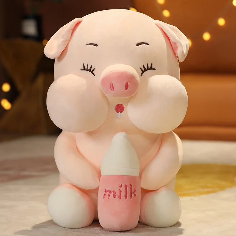 

Milk Bottle Pig Plush Toy Down Cotton Stuffed Doll Birthday Gift Bed Large Sleep Pillow Bed Decoration Doll Child Birthday Gift