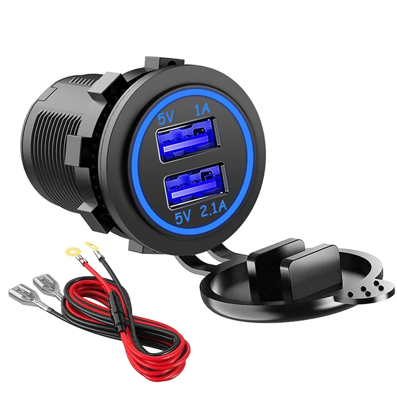 12V/24V Waterproof Dual USB Ports Car Cigarette Charger Socket Power Adapter Outlet for Boat Marine Motorcycle Bus Truck | Автомобили и