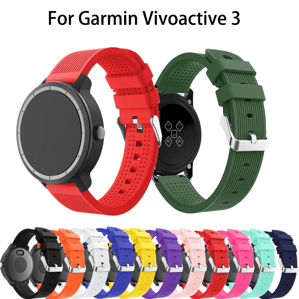 20mm Soft Silicone Replacement Strap For Garmin Vivoactive3 Vivomove Hr