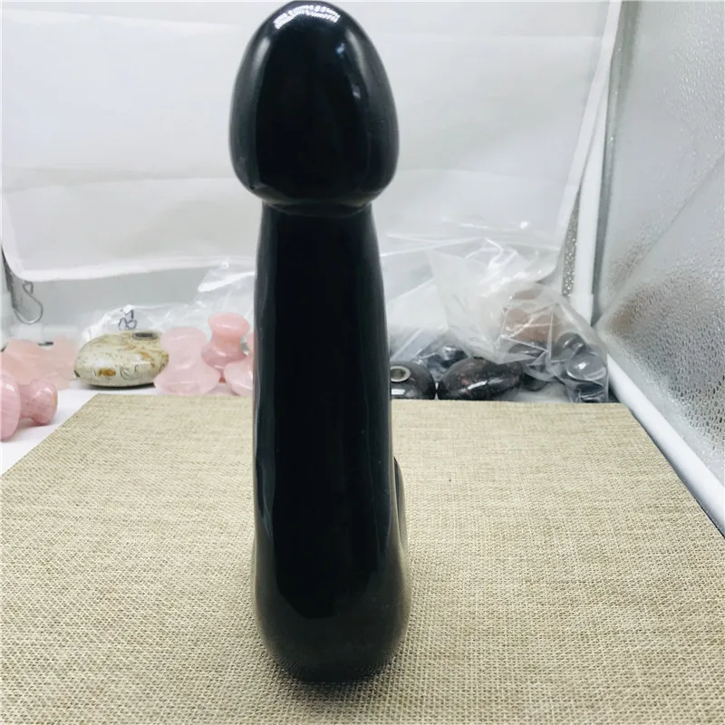 Natural black obsidian hand-carved quartz crystal Massage stick
