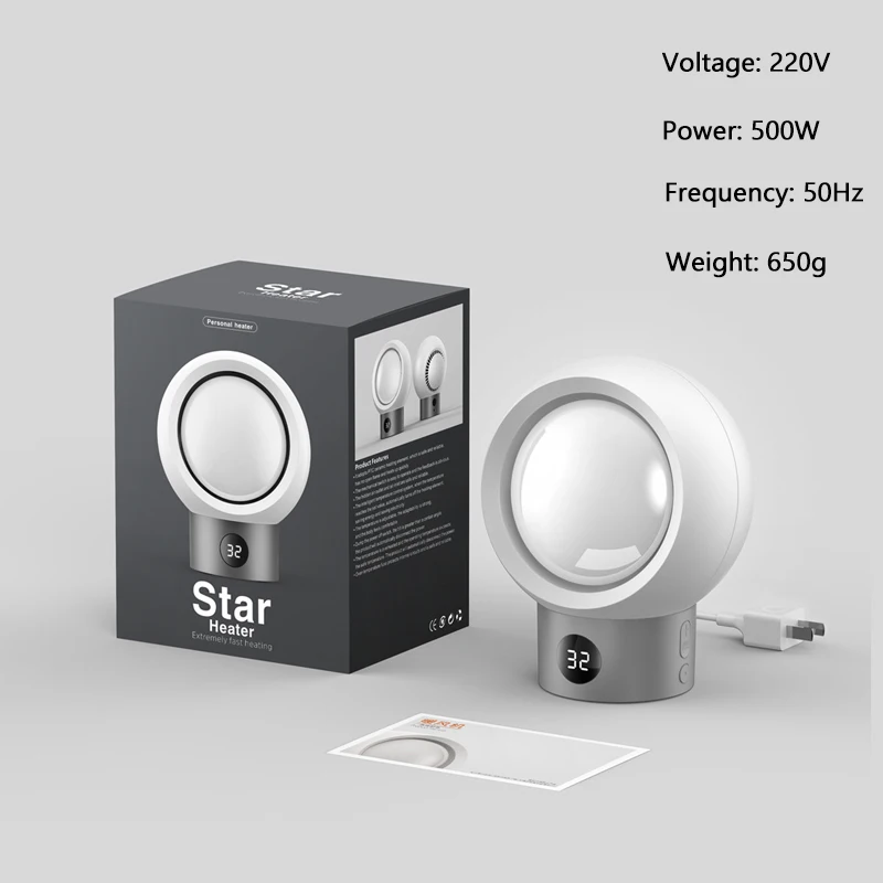 500W Electric Heater Handy Fan Portable Winter Warmer Fan Desktop Air Heater Home Office Warmer Machine Heating Stove Radiator
