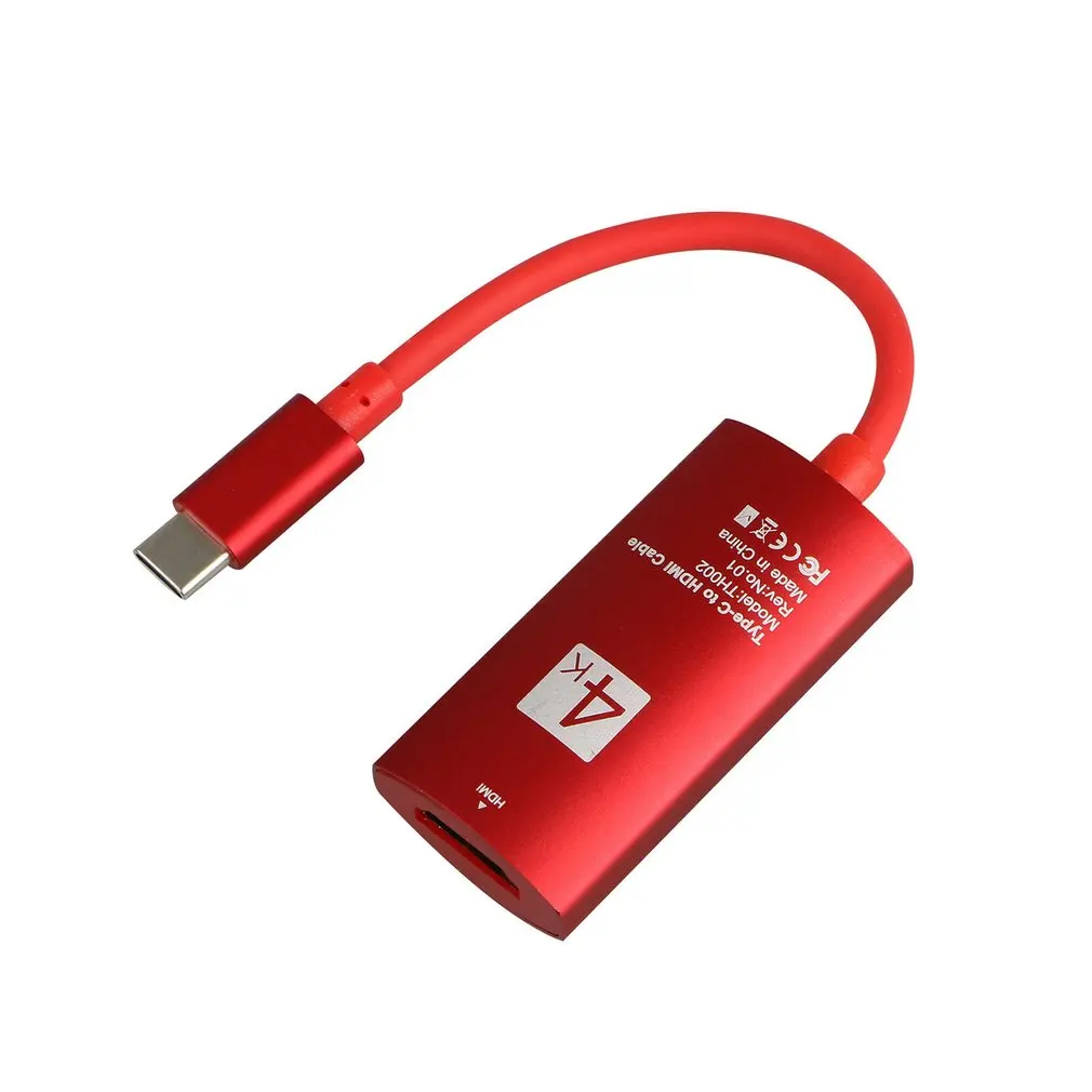 USB-C type-C к HDMI HDTV AV кабель-переходник для телевизора 4K для samsung S10/S9 Plus/Note 9 HD tv Кабельный адаптер - Цвет: Красный