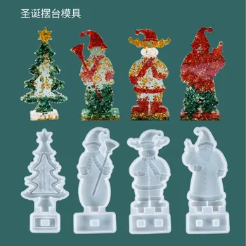 

Crystal Mirror Resin Mold Christmas Tree Snowman Table Decoration Molds For Resin DIY Making Tools Casting Silicone Mould