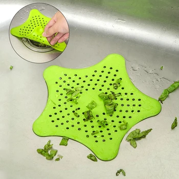 

Kitchen Star Sink Strainers Sewer Outfall Filter Bathroom Sink Drain Hair Catcher For Bath Kitchen Gadgets Cleaning Accessories