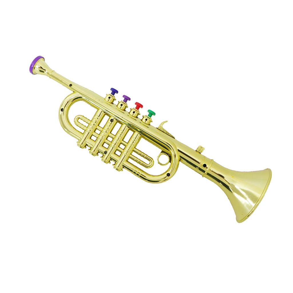 Trumpet Wind Instrument With 3 Colored Keys For Playing 3 Notes