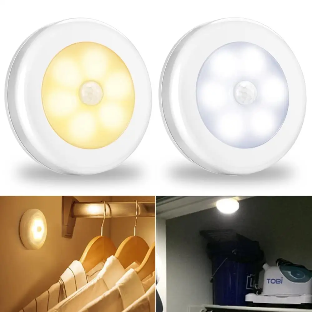 

Motion Sensor Wireless Night Lights Bedroom Decor Light 6LED Detector wall Decorative Lamp Staircase Closet Room Aisle Lighting