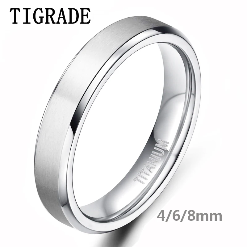 TIGRADE 4/6/8 мм матовый Титан кольцо Для мужчин серебряный мужской женский обручальное Обручение кольца классической для Для женщин Модные украшения