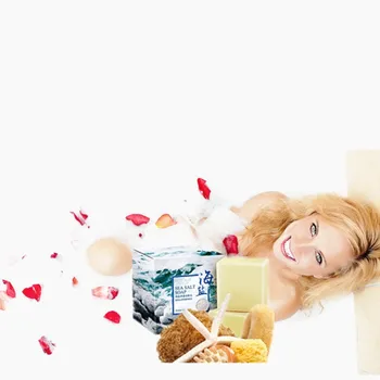 

Nutrition and skin care soap Sea salt facial cleanser Treatment of acne blackhead and cleaning shampoo with goat's milk