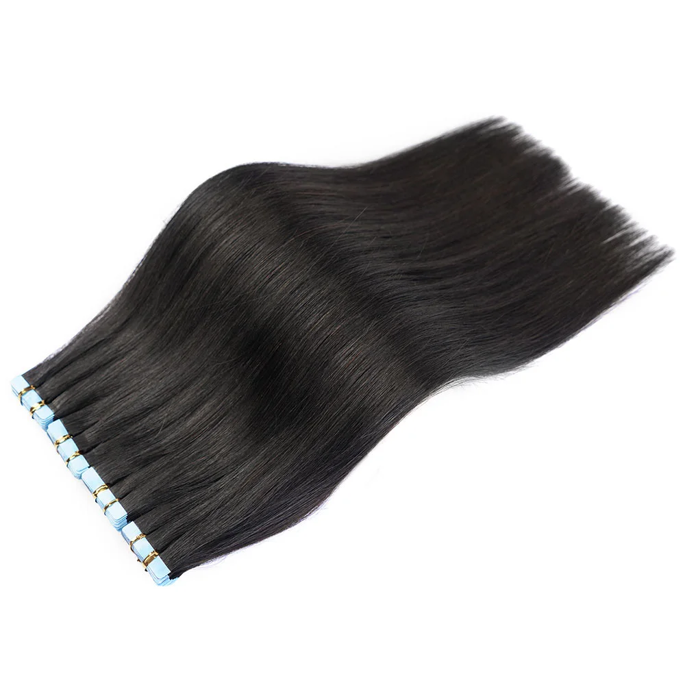 Natural Remy Human Hair Tape In Extensions Salon Quality 16"-24" 50G 100G 200G Adhesive Skin Weft Hair Silky Straight For Women