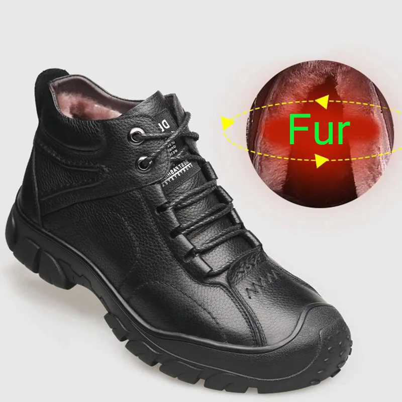 

REETENE Men Snow Boots Fashion Warm Plus Leather Ankle Boots Winter Keep Warm Man Sneakers Non-Slip Winter Footwear Boots Men