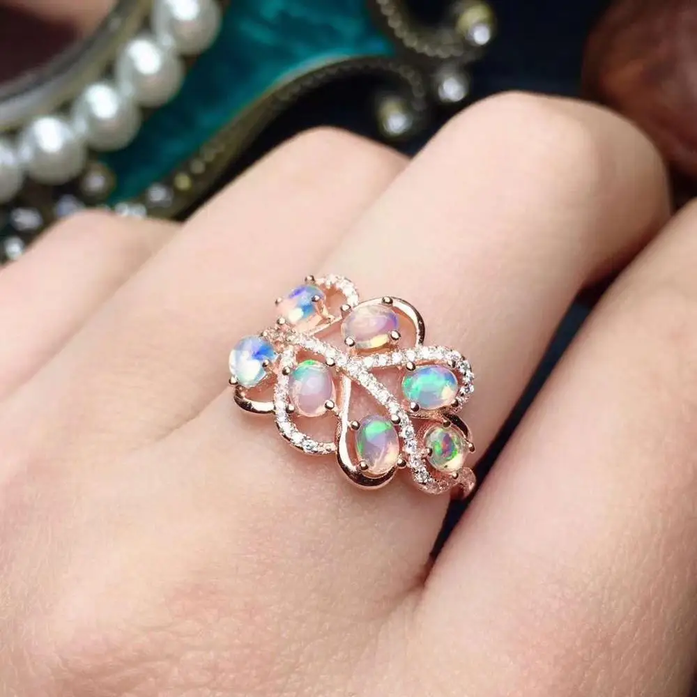 100% Natural And Real Fire Opal Ring Solid 925 Sterling Silver For Women Colour Gem Stone Rings Fine Jewelry | Украшения и