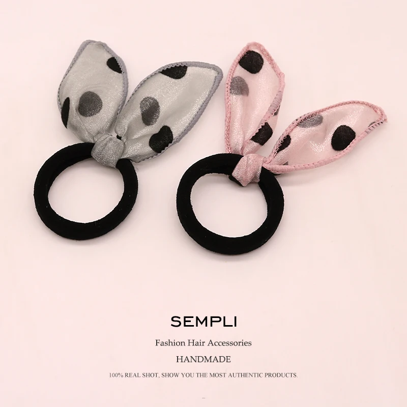 

Cute Black Lace Bunny Rabbit Ear Ribbon Headwear Elastic Hair Bands For Girls and Women Accessories Hot Sale