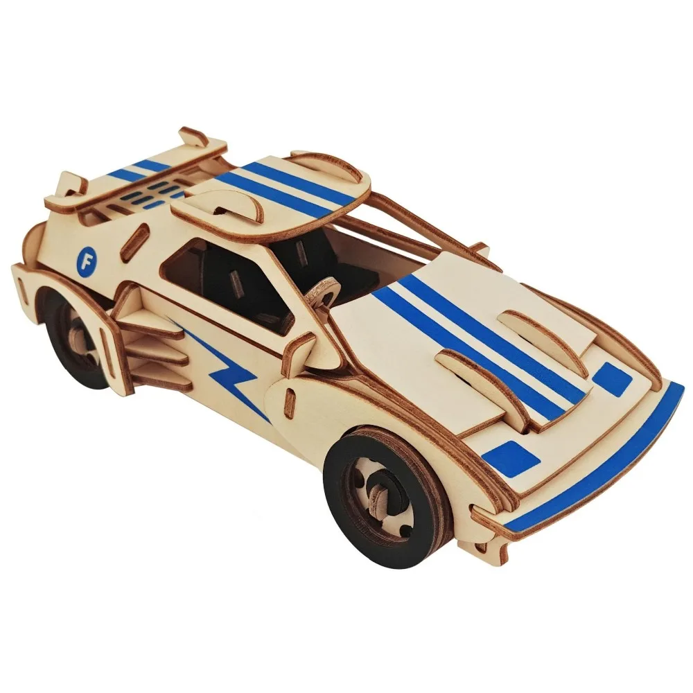 Гоночный Автомобиль DIY 3D деревянные головоломки по дереву сборочный набор резка деревянные игрушки для Рождественский подарок 3160