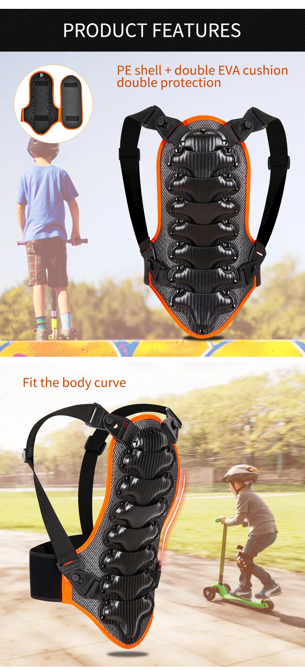 WOSAWE для мальчиков и девочек Защита спины тела защита талии велоспорта