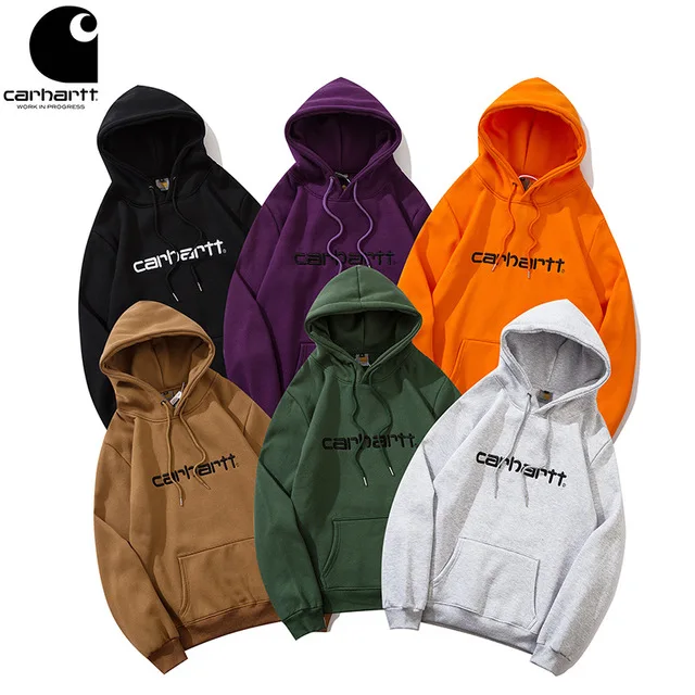 

Women Unisex Carhartt Couple Hoodies Men's Fleece Embroidery Tracksuit Sweatshirt 2021 Spring Winter Casual Loose Men Jumper