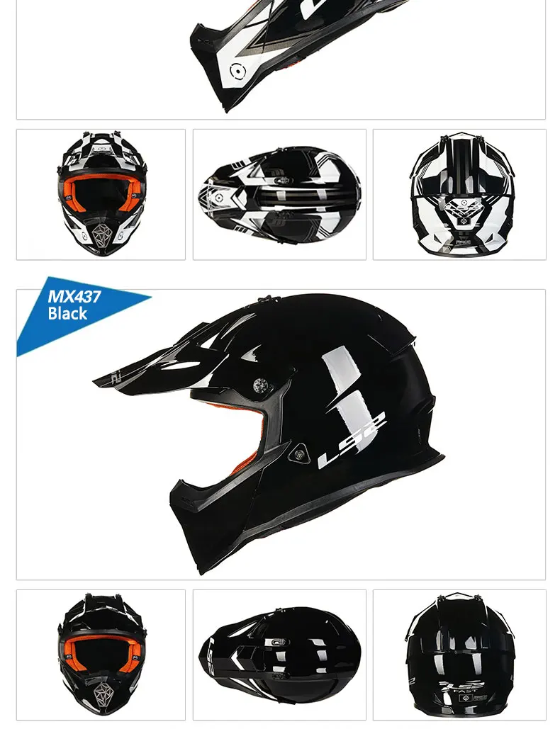 LS2 MX437 шлем Внедорожный гоночный шлем casco capacetes atv dirt bike шлем без козырька