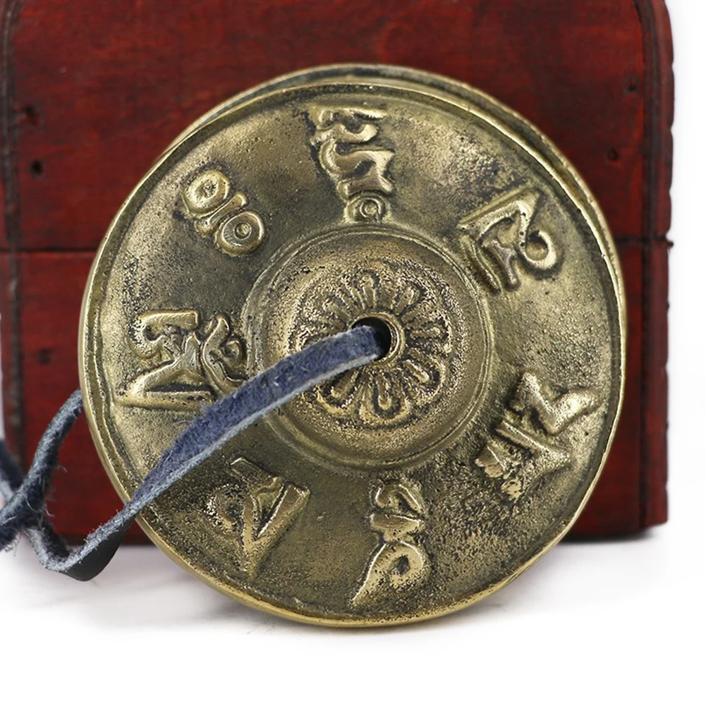 1 Pair Yoga Cymbals Brass Cymbal Bell Chimes Tibetan Buddhist Style Tingsha Meditation Yoga Accessory Instrument Cymbals
