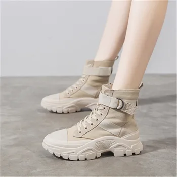 

High Quality Fashion Spring Autumn Women's Ankle Boots Working Boots Lace Up Woman Desert Boot Round Toe High Top Shoes Eu 35-40