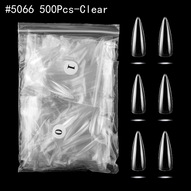 False Nails Stiletto Claw Tips Half Cover Sharp Nails Manicure Acrylic UV Gel Natural Color Long  Fake Nails #0~9size