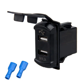 

Dual USB Port Car Phone Charger Adapter w/ Voltmeter Red LED USB Flush Panel Mount Car Charger 4.2A Fast Charging