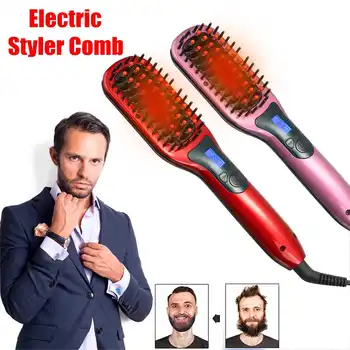 

110v/220v Professional Smoothing Straightening Brush Hair Straightener Comb LCD Digital Display Handheld Hair Straightener Comb