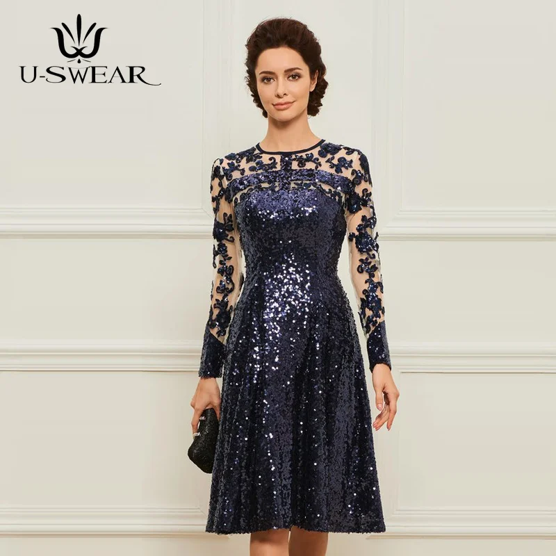 

Mother of The Bride Dresses Vintage Sequined Long Sleeve Bride Mother Dress Vestido Mae Da Noiva Mothers Dresses for Wedding