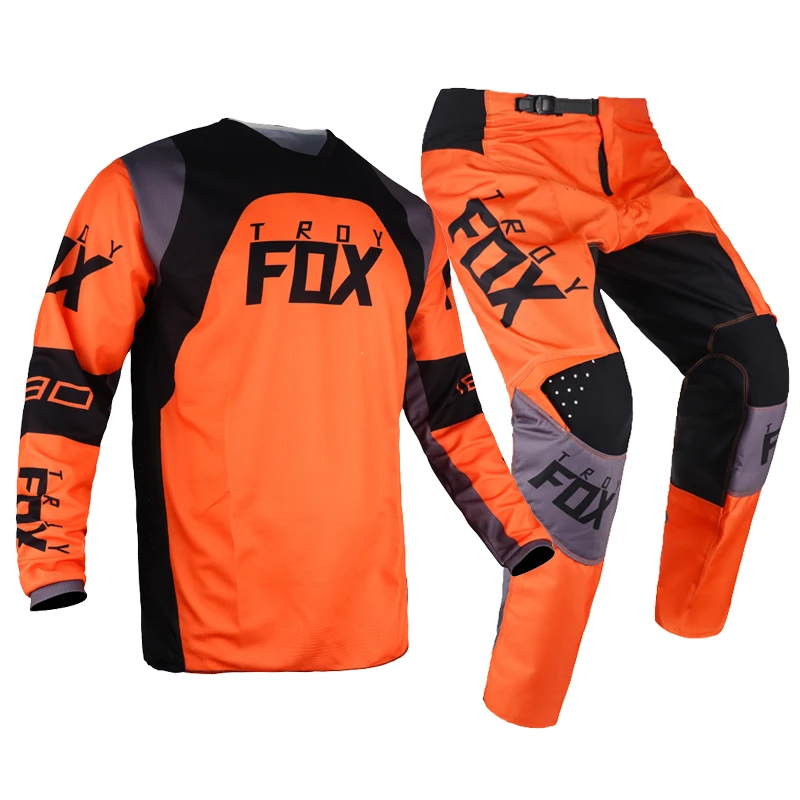 

180 Trice Lux Jersey Pants Combo Gear Set MX/ATV/MTB Kits Downhill Bike Mountain Bicycle Offroad Cycling Orange Suit Mens